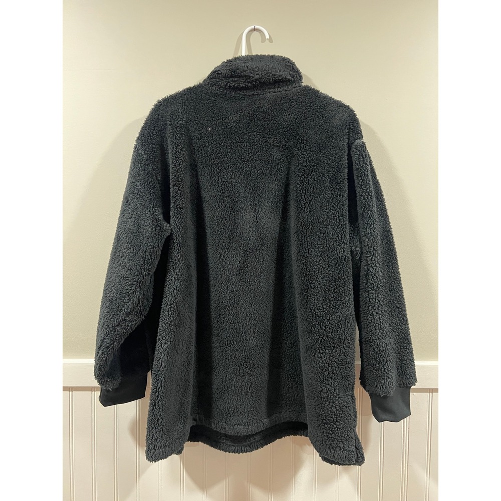 Eddie Bauer Fleece Sherpa Quarter Zip Jacket Black Warm Cozy Women Size 2XL - Picture 2 of 6